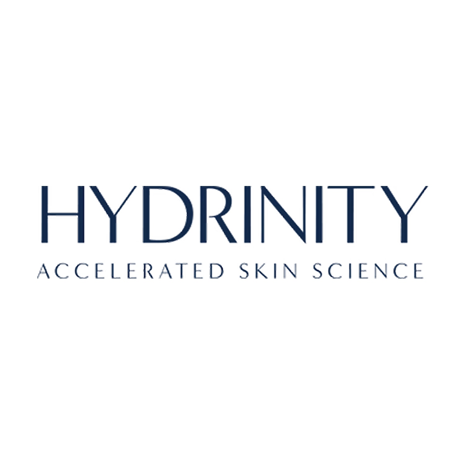 Hydrinity logo and tagline for skin science.