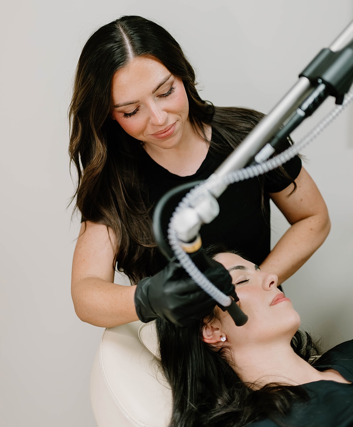 Beauty treatment session in a professional setting.