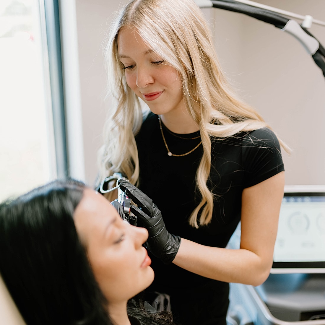 Beauty treatment in a professional salon setting.