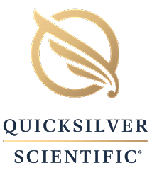 Quicksilver Scientific logo design with feather emblem